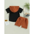 thumbnail image 4 of Bagilaanoe 2pcs Toddler Baby Boys Short Pants Set Letter Print Short Sleeve Hooded Tops + Shorts 3M 6M 12M 18M 24M 3T Kids Casual Summer Outfits, 4 of 9