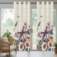 thumbnail image 6 of American Vintage Flowers Outdoor Curtains for Patio Waterproof, Country Butterflies Text Texture Grommet Curtains for Porch Outside Privacy Drape for Gazebo Garden Pergola, 1 Panel, 54x108in, 6 of 9