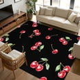 thumbnail image 2 of 5x7 Area Rugs, Cherry Rustic Non-Skid Rubber Backing Large Rectangle Rugs - Living Room Bedroom Home Office, Spring Summer Tropic Fruit Black Indoor Floor Mat Carpets Washable Rug, 2 of 9