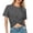 e-697Dark Gray3271, variant on Women Blouse Summer Fashion Casual Short Sleeve Round Neck Cropped Tops With For Daily Wear Holiday Female Solid Color Dailywear
