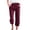 Deep Red #151, variant on Womens Capris Pants Linen High Waist Drawstring Comfy Casual Pants Lightweight Trousers Buttons with Pockets Navy S
