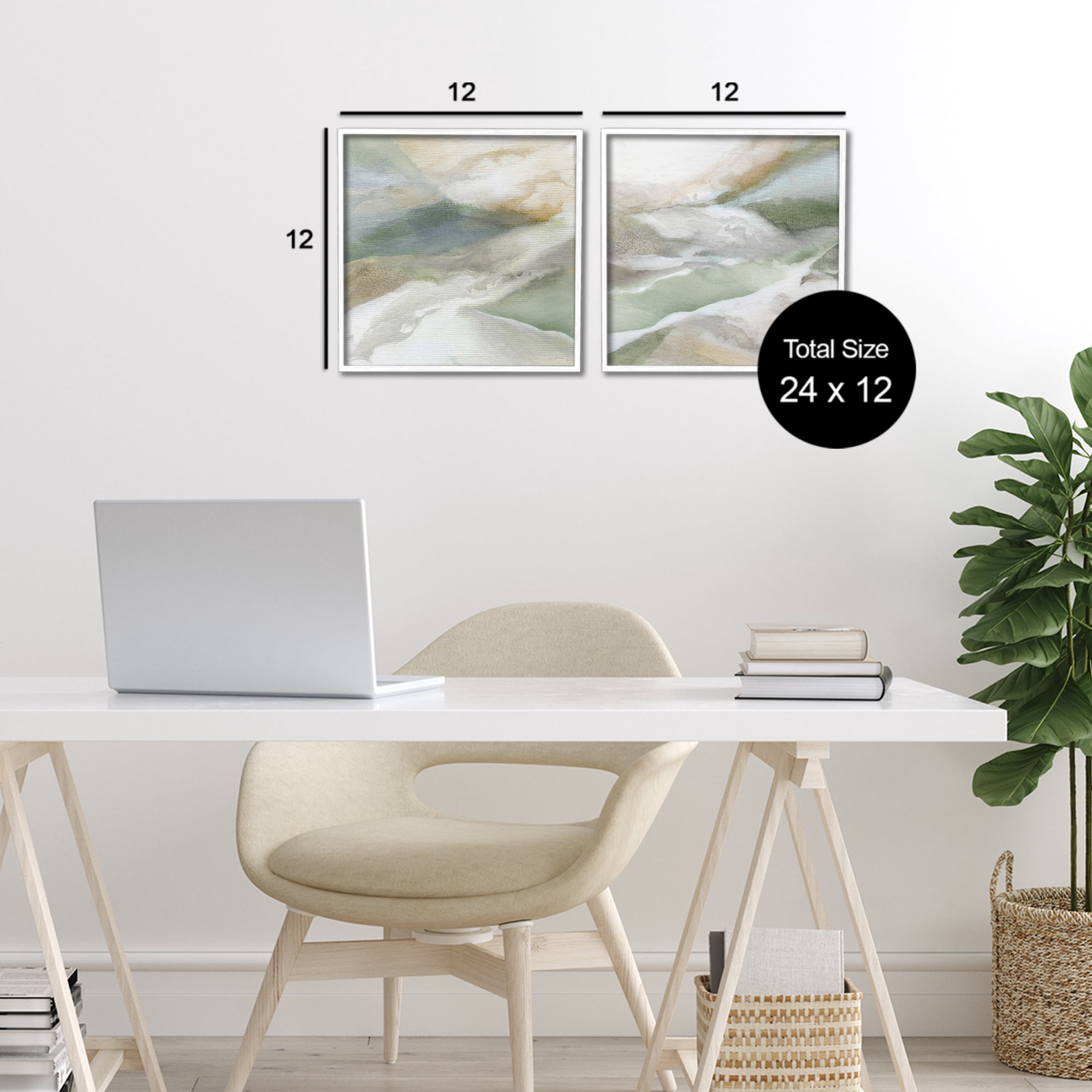 Stupell Industries Serene Misty Valley Abstraction 2 Piece White Framed Giclee Art Set, design by Carol Robinson