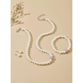 thumbnail image 2 of EOEMY 3Pcs Faux Pearl & Rhinestone Embellished Necklace, Earrings And Bracelet Set For-Default, 2 of 6