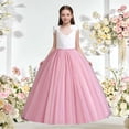 thumbnail image 2 of Miluxas Sleeveless Flower Girl Dress A-Line Straight Tutu Tulle Backless Princess Puffy Lace Dresses Party Gown Watermelon Red 11-12 Years, 2 of 9