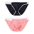 thumbnail image 2 of TANBOM Men's Comfortable Triangle Thong Nylon Underwear Black/Red XL 2-Pack, 2 of 6