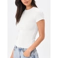 thumbnail image 5 of Women'S Basic Summer Short Sleeve Crewneck T-Shirts Y2K Cute Going Out Tops Baby Tee White S, 5 of 9