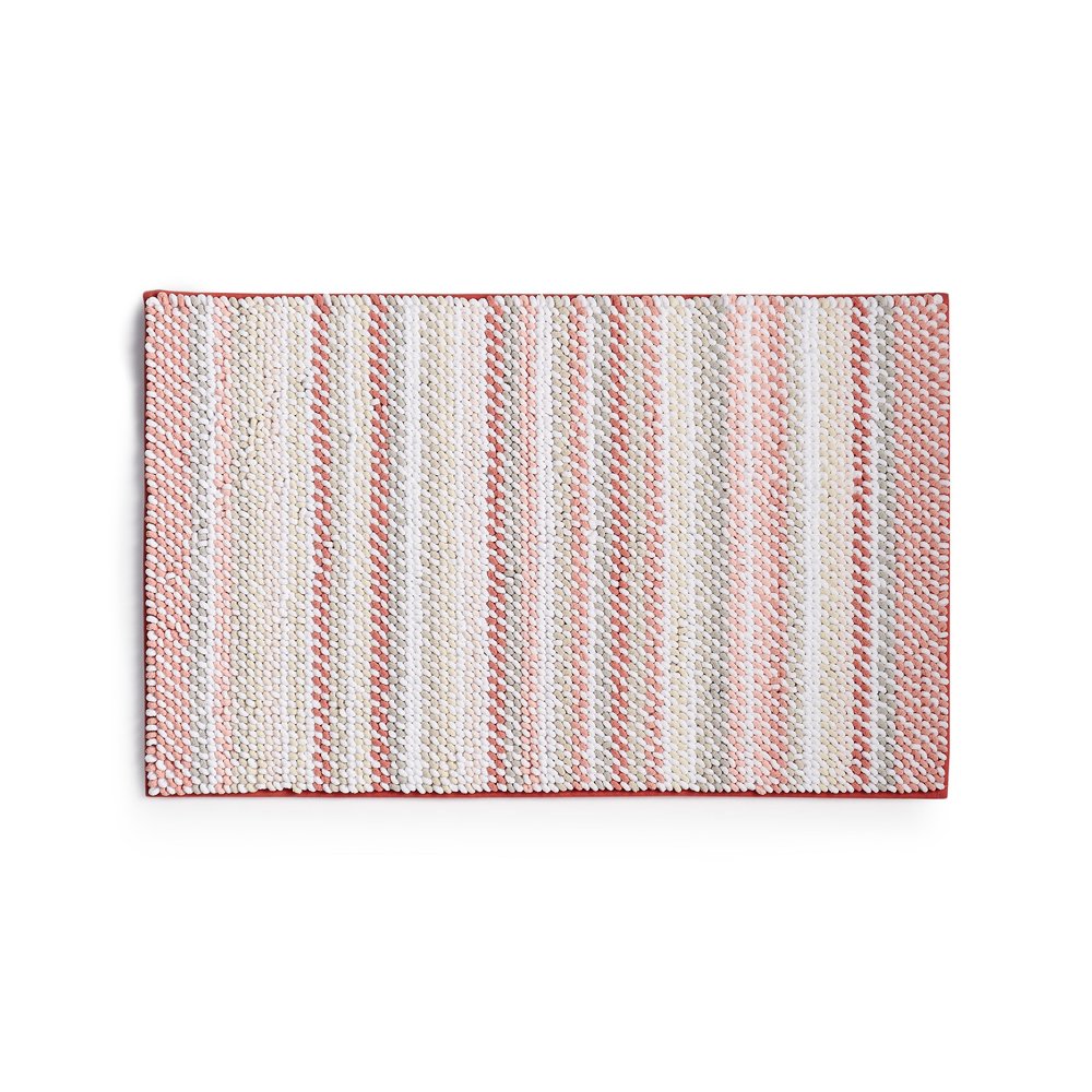 Martha Stewart Collection Fashion Stripe Bath Rug Color Blush Combo