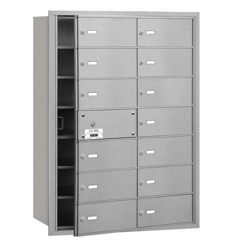 4B Horizontal Mailbox (Includes Master Commercial Lock) - 14 B Doors (13 usable) - Aluminum - Front Loading - Private Access