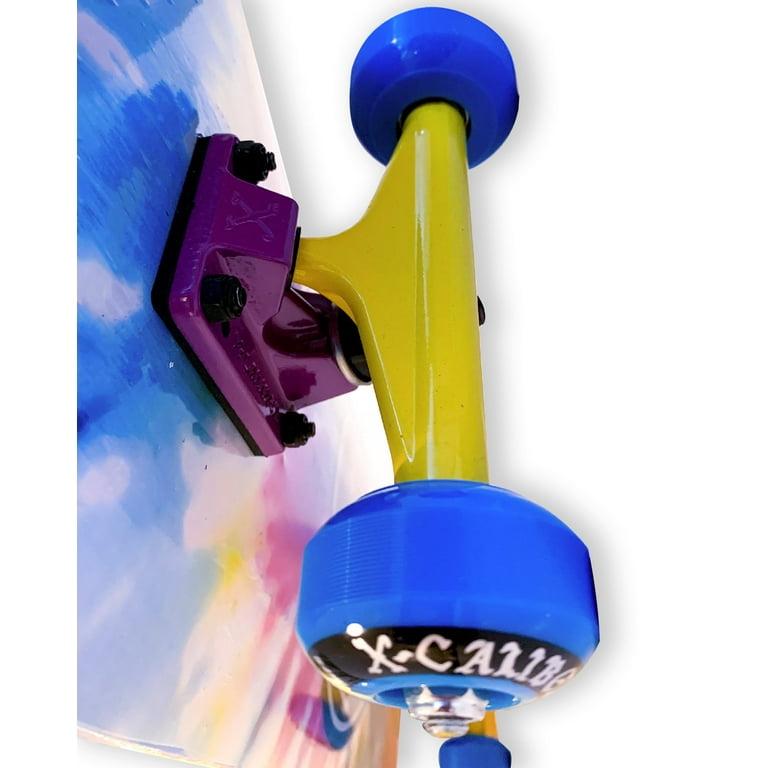 Superbe Skateboard Rétro Bleu avec Roulettes Jaunes 6,1 - Achat / Vente
