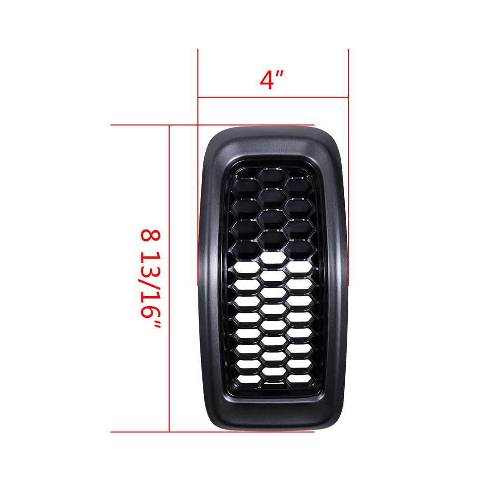 Astra Depot 7-Piece Retro Gray Grill Inserts For 2014-2018 Jeep Cherokee Front Grille - Honeycomb Mesh & Trim Covers