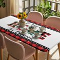 thumbnail image 3 of Christmas Table Cloths for 6 Foot Rectangle Tables, Winter Poinsettia Snowflakes Red Black Plaid Patio Waterproof Elastic Fitted Tablecloths, Washable Rectangular Table Cover for Camping, 3 of 8