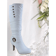 thumbnail image 5 of Women's Heeled Knee High Platform Side Zip Buckle Casual Dress Fashion Boots Shoes ( White, 9), 5 of 5