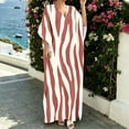 thumbnail image 5 of Dvprdro Womens Casual Beach Maxi Dress V Neck 3/4 Sleeve Moire Print Side Slit Loose A Line Flowy Bohemian, 5 of 8