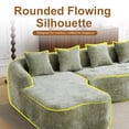 thumbnail image 3 of 104.7" Cloud Sectional Sofa, L-Shaped Chenille Fabric Modular Couch with Deep Memory Foam Seat, No Assembly Modern Curved Couch for Living Room, Green, 3 of 7