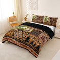 thumbnail image 2 of Castle Fairy Teens Rustic Patchwork Wildlife Duvet Cover King,Duck Deer Bear Plaid Log Cabin King Bedding,Brown Tan Red,Black Reversible,3 Pieces,No Comforter,1 Duvet Cover and 2 Pillowcases, 2 of 5