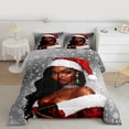 thumbnail image 2 of Homewish Black Girl 3-Piece Full Size Comforter Sets for Teens Girls,Xmas Snowflake Bedding Comforter Set,Merry Christmas Lightweight Bedding Sets,Microfiber Bedroom Decor,Reversible, 2 of 8