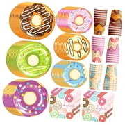 SKYSONIC Donut Party Essentials, Summer Two Sweet Tableware Collection Grow Up Dessert Cake Plates Donut Napkins Cups for Shower Girls Birthday Sweet 1st & Two Sweet Themed Party Supplies,Serve 3