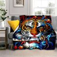 thumbnail image 4 of Manta de franela con estampado de animales Dreamlike Tiger, mantas de forro polar suave para dormitorio, sofá, Picnic, cubierta de descanso del mediodía, regalos, 4 of 4
