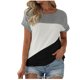 thumbnail image 1 of Fiudx Ofertas de La Semana Top/Camisa de Cuello Redondo de Manga Corta con Bloques de Color para Mujer, 1 of 2
