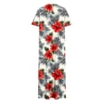 thumbnail image 4 of Busydd Dresses for Women Fashion Hawaiian Floral Print Summer Dress Round Neck Short Sleeve Sundresses for Women Casual Loose Flowy Slit Midi Dresses for Women with Pockets S, 4 of 6