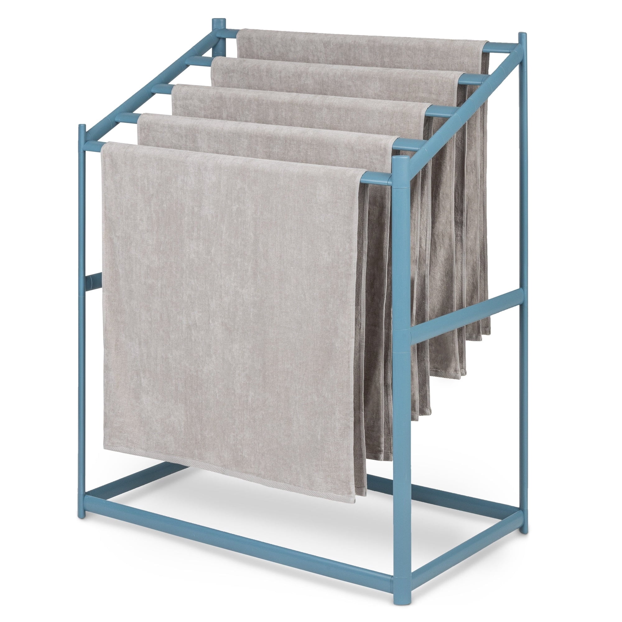 Coast Modern Pool Towel Rack – 5 Beach Towel PVC Drying Rack for Outdoor & Indoor Use - Stone Blue