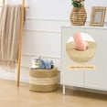 thumbnail image 2 of IVV Handmade Woven Foot Stool, Round Ottoman for Living Room, Bedroom, or Meditation, Natural Water Hyacinth & Beige Seagrass, 2 of 6