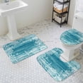 thumbnail image 3 of Sea Stars Bathroom Rugs Set Summer Beach Sea Star Coral Teal Texture Non Slip Absorbent Soft Bath Mats 3 Piece Set with Bathroom Rug, U-Shaped Floor Mat, Toilet Seat Cover Large Size, 3 of 9