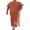 Light Brown, variant on Men's V-Neck Linen Robe Short Sleeve Kaftan Thobe Long Gown Casual Shirt for Beach