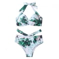 thumbnail image 4 of Women's Bikini Set Underwire Steel Bra Fashion Digital Print High Waist Two Piece Sexy Swimsuit for Beach Summer Vacation,Green,L, 4 of 7