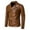 Yellow, variant on IYTR Mens Winter Jacket Long Sleeve Jacket Zipper Stand-up Collar Warm Leather Jacket Coats with Pocket Solid Color Brown XL