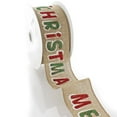 thumbnail image 2 of Ribbon Traditions Merry Christmas Text Red / Green Burlap Wired Ribbon 2 1/2" by 10 Yards, 2 of 3