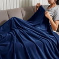 thumbnail image 2 of Ultra Soft Fleece Throw Blanket, No Shed No Pilling Luxury Plush Cozy 300GSM Lightweight Blanket for Bed, Couch, Chair, Sofa Suitable for All Season, 50" x 60", Navy Blue, 2 of 6