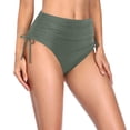 thumbnail image 2 of Women's Swimsuit Bottoms High Waist Vintage Basic Full Coverage Bikini Briefs for Swimming Beach,Army Green,L, 2 of 5