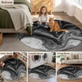 thumbnail image 5 of Black Marble Round Area Rug 6Ft Washable Circle Rugs for Bathroom Office, Vintage Abstract Grey Fluid Aesthetic Non-Slip Carpet Floor Mats Indoor Outdoor Carpet Runner Aesthetic Home Decor, 5 of 8