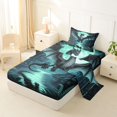 thumbnail image 2 of Homewish Magic Dragon Twin Sheets,Moon Print Bedding,Green,3pcs,1 Fitted Sheet and 1 Pillowcase, 2 of 6