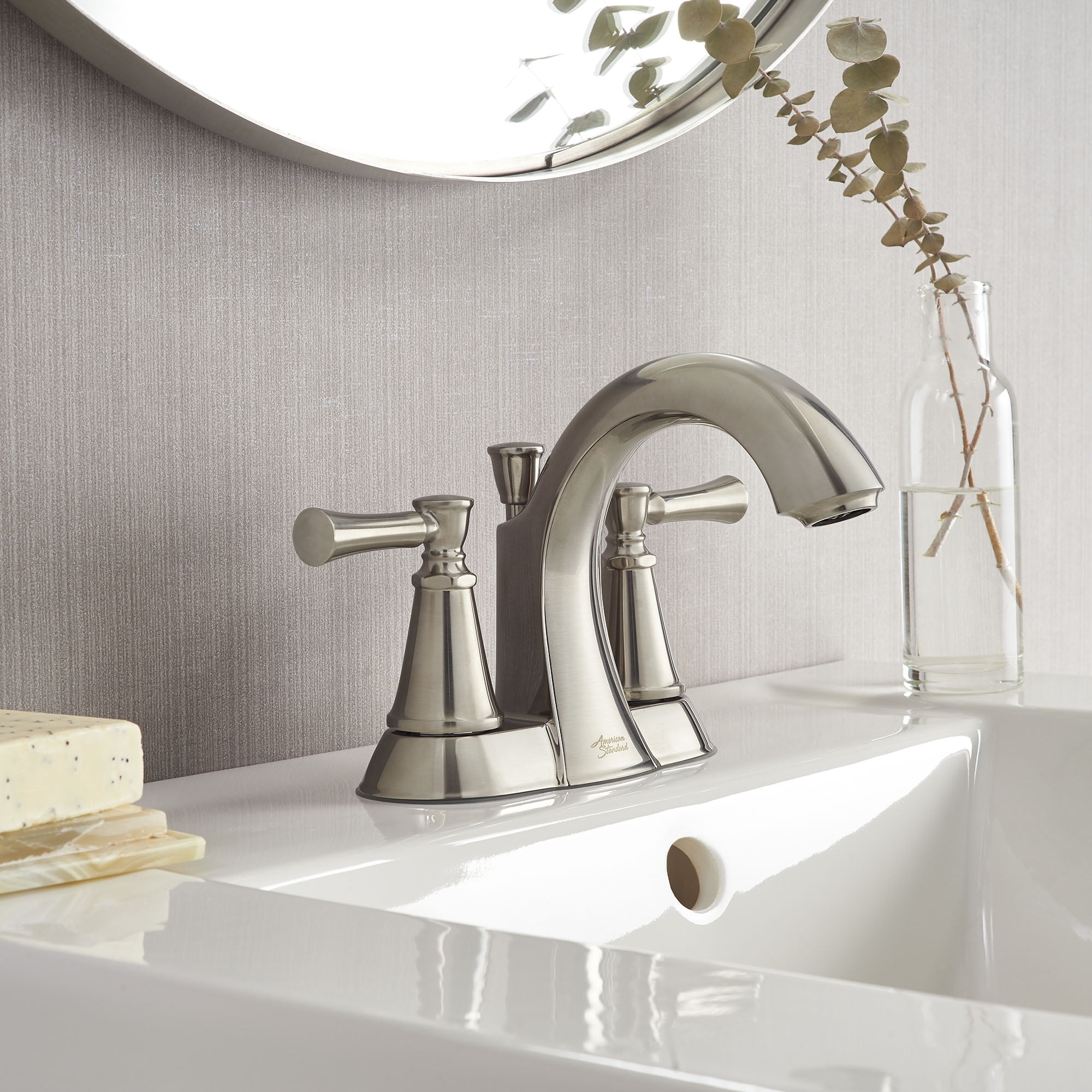 American Standard Chancellor Brushed Nickel Centerset Bathroom Sink Faucet 4 in.