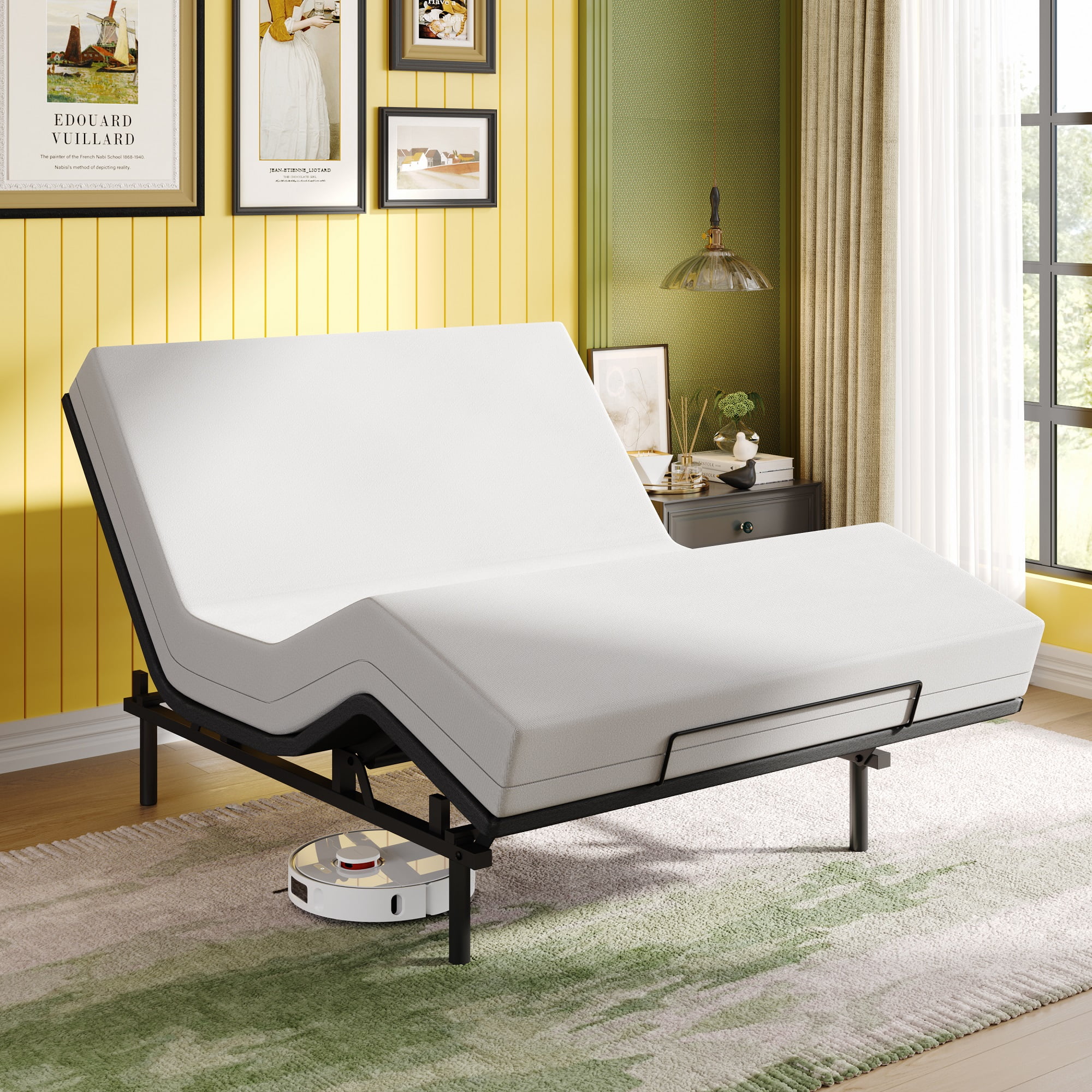 Amolife Basic Queen Size Ergonomic Adjustable Bed Frame Base with Upgraded Motor 2.0, Independent Head & Foot Incline, Wireless Remote Control, Base Only