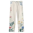 thumbnail image 4 of Floral Border Cream Background Pretty Flowers Winter Female Pants Flannel High Waist Women Pants Lady Warm Straight Leg Plush Trousers, 4 of 7