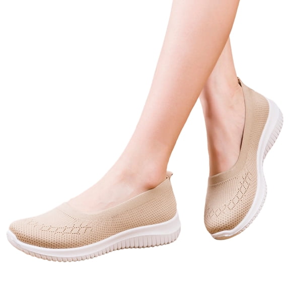 Willtoo Orthopedic Womens Knitted Flat Walking Shoes Comfortable Slip On Mesh Lightweight Sneakers Casual Soft Gym Non Slip Loafers