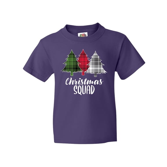 Inktastic Christmas Squad with Plaid Trees Youth T-Shirt