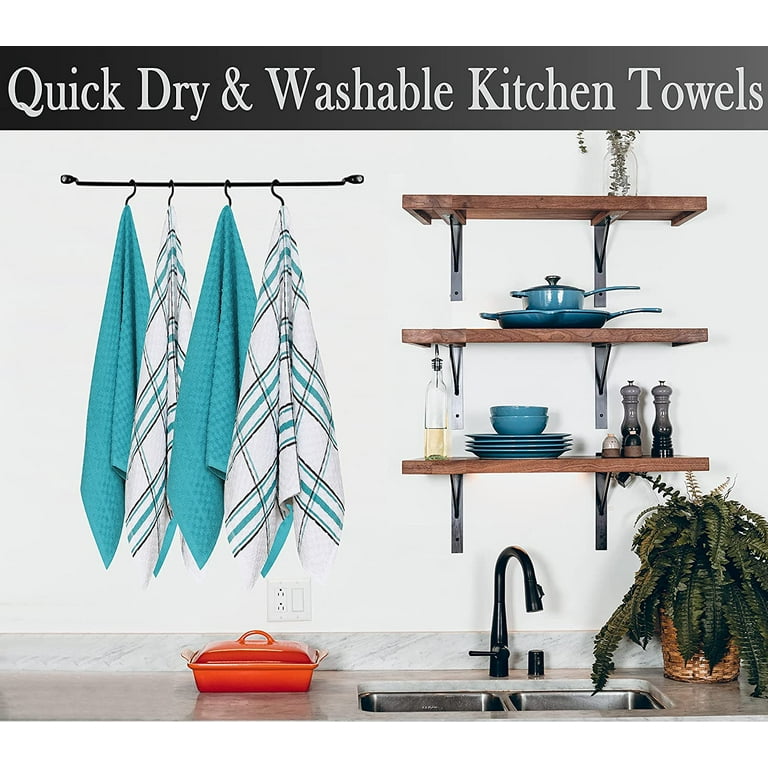 Green Navy Kitchen Tea Towels 18x28 in 100% Cotton for Craft