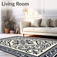 thumbnail image 2 of ODIKA 8'x10' Machine Washable Non-Slip Area Rug, Classic Damask Machine Elegant Scrollwork Motif High Traffic Rug with Pad, Black, 523964, 2 of 8