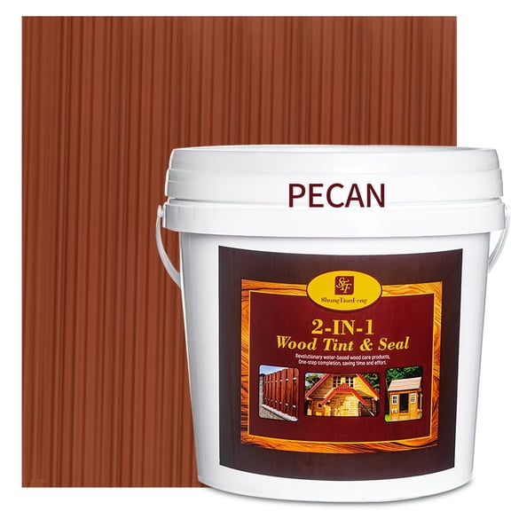 2-in-1 Wood Sealer & Stain,Pecan 5Gallon/19KG-No Priming,Fast Drying|Low Odor|Non-Toxic, Perfect for Indoor and Outdoor Furniture