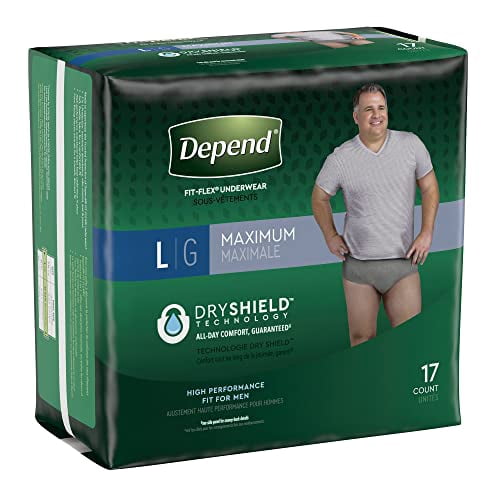 Depend FIT-FLEX Adult Underwear Pull On Large Disposable Heavy Absorbency, 47926 - Case of 34