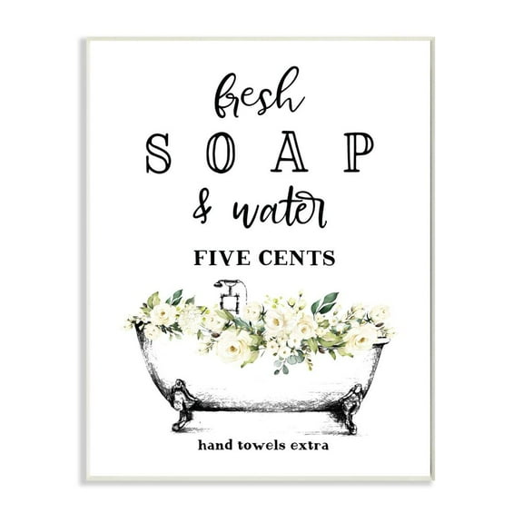 Stupell Industries Fresh Soap And Water Bath Tub Bathroom Design Wall Plaque by Lettered and Lined