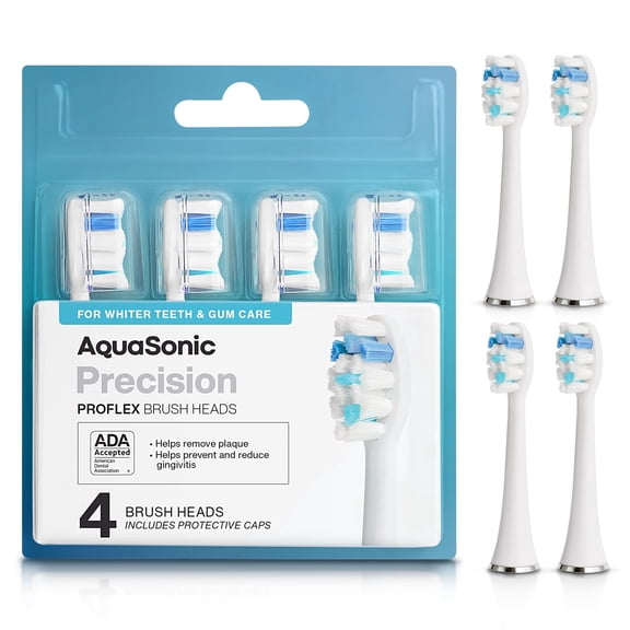 AquaSonic Precison ProFlex 4-pk Replacement Brush Heads - White
