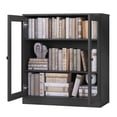 thumbnail image 2 of Palace Imports 100% Solid Wood 3-shelf Bookcase with Adjustable Shelves and Glass Doors, Gray, 2 of 5