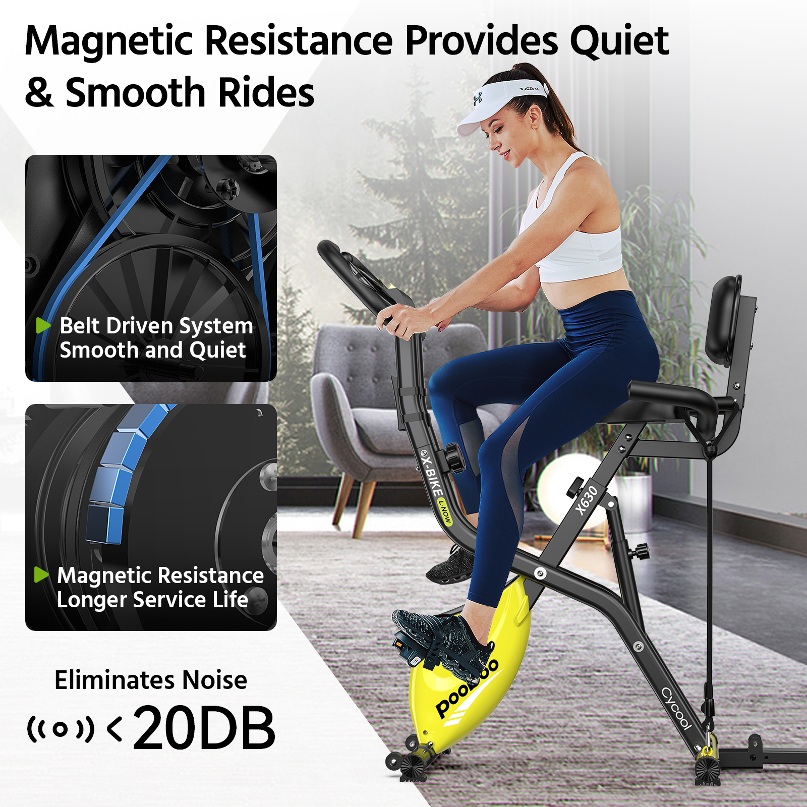 Pooboo 4-in-1 Folding Exercise Bike with Twister Board photo 3