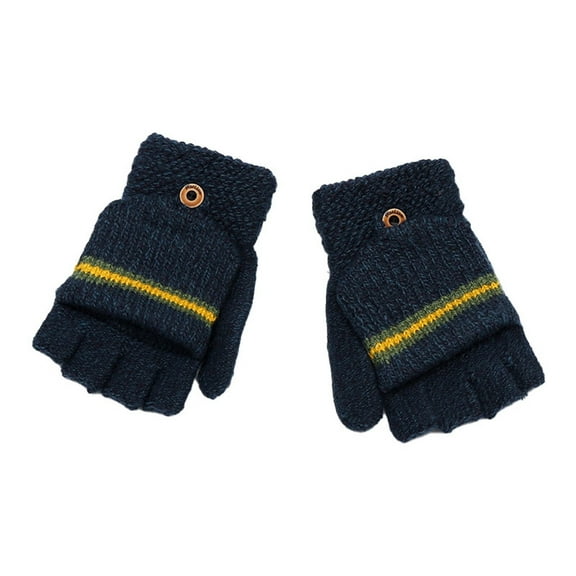 OJJCXA Womens Mens Gloves for Women Men Winter Travel Warm Striped Half Finger Knitted Outdoor Daily Gloves
