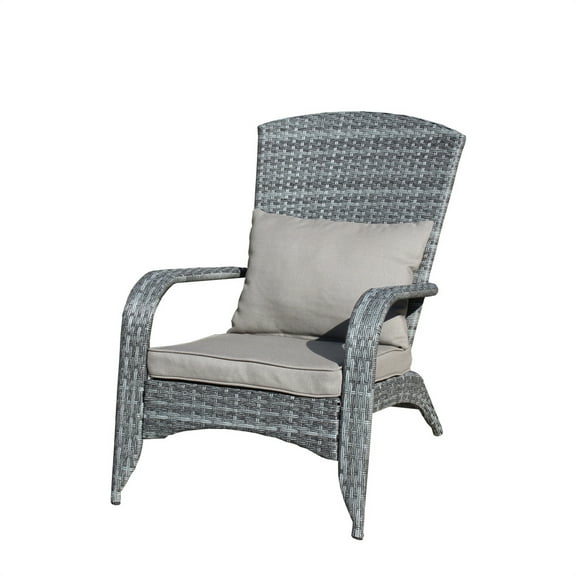 Outdoor Wicker Chair With Seat And Back Cushions Wide Armrest Rattan Upholstered Armchair For Bedroom Swimming Pool Courtyard